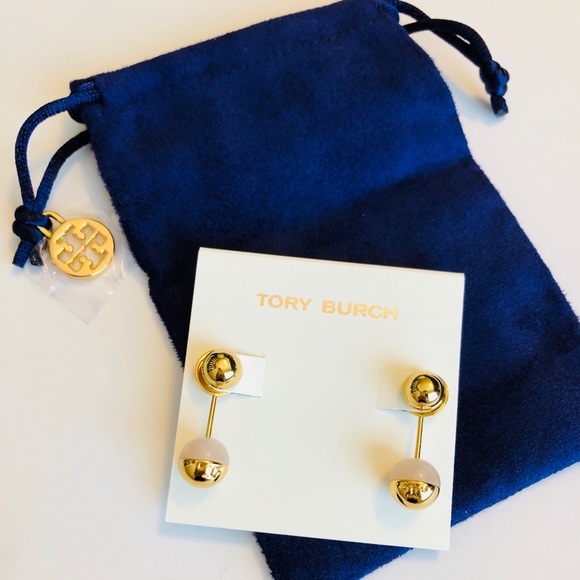 Tory Burch Jewelry - New Tory Burch Logo Bead Ear Jacket in Rose Quartz